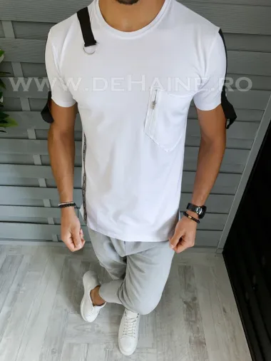 Tricou barbati slim fit alb ZR B1420 O1-3.2